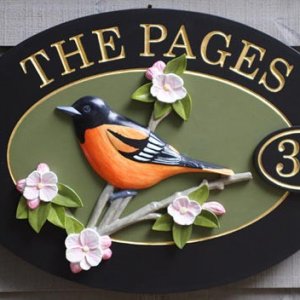 Baltimore Oriole house number sign
