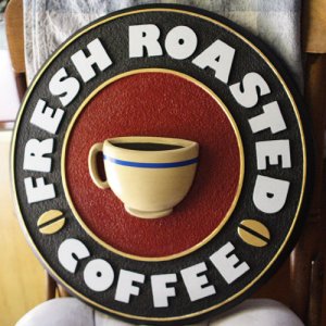 Sandblasted and carved Coffee sign