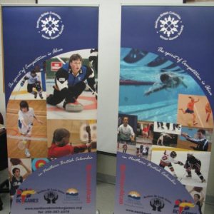 design, print, laminate and install - retractable banners for Northern BC Winter Games....