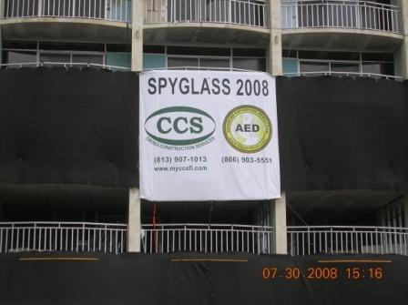 The banner hours before the implosion.